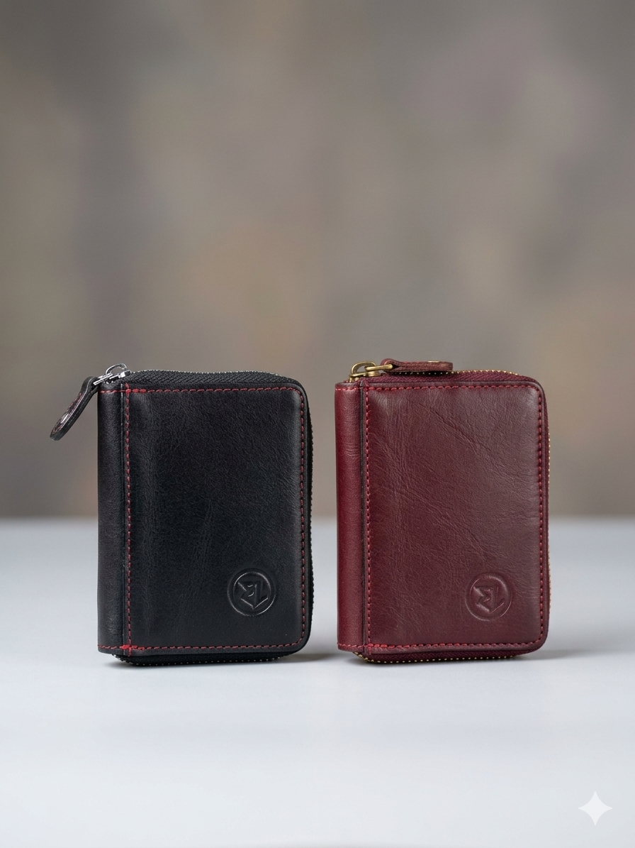Compact Premium Genuine Leather Zipper Wallet – স্টাইলিশ ও টেকসই আসল চামড়ার পারফেক্ট ওয়ালেট | Elite Leather BD