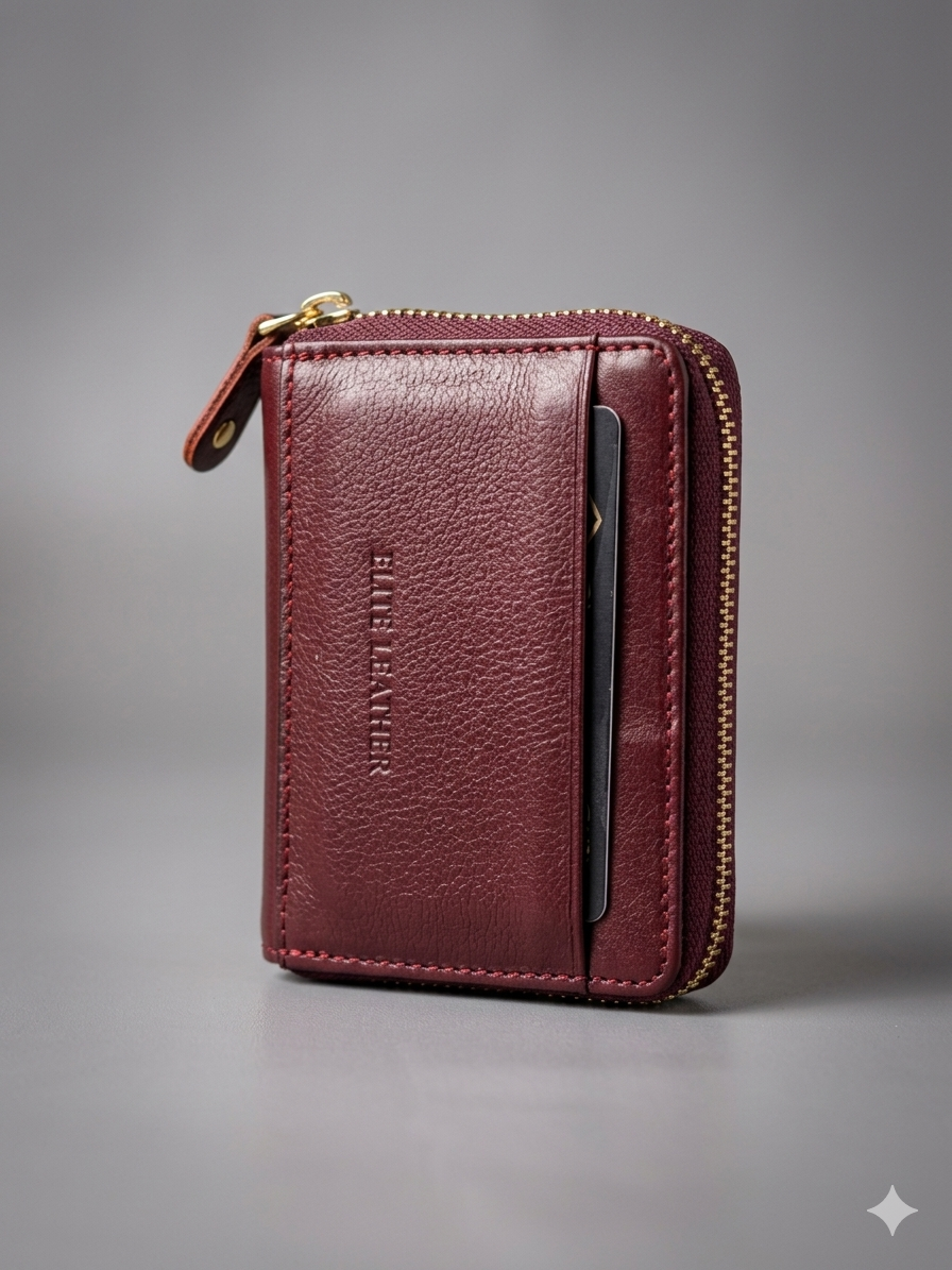 Compact Premium Genuine Leather Zipper Wallet – স্টাইলিশ ও টেকসই আসল চামড়ার পারফেক্ট ওয়ালেট | Elite Leather BD