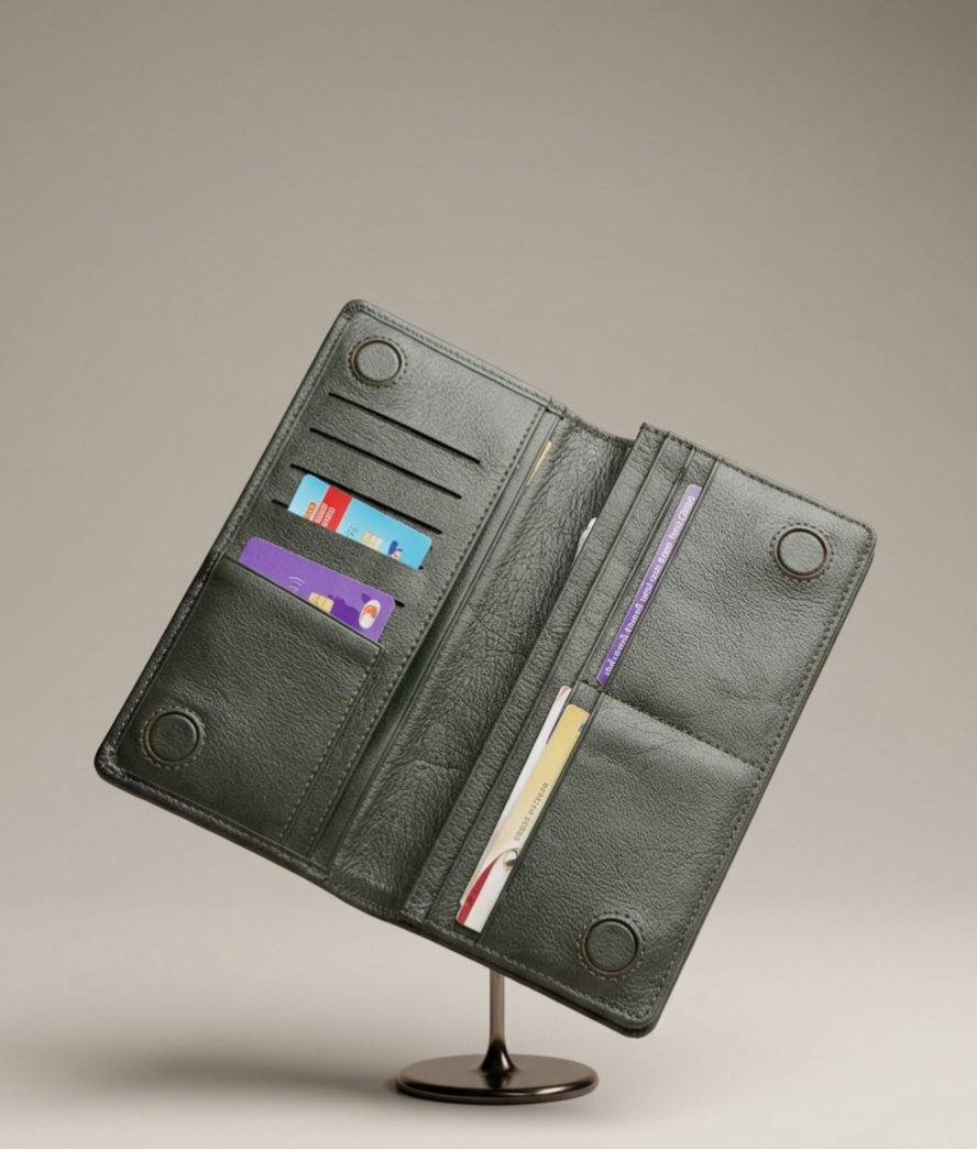 Elite Leather BD Premium Long Wallet – Genuine Leather Stylish Money Bag for Men & Women